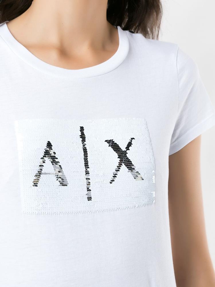 Camiseta Armani Exchange Logo Print Mujer Blancas | G06J1UC0