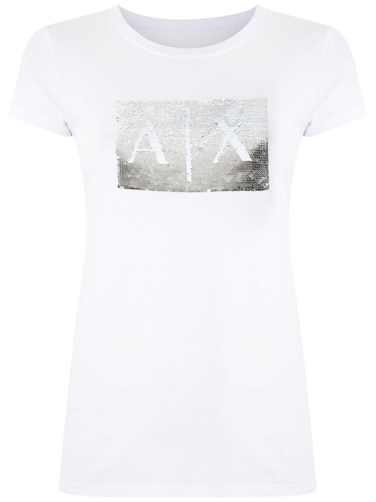 Camiseta Armani Exchange Logo Print Mujer Blancas | G06J1UC0