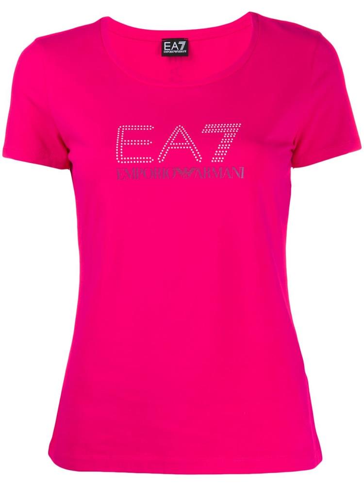 Camiseta Ea7 Emporio Armani Corta Sleeve Logo Mujer Rosas | KLKEN6HM