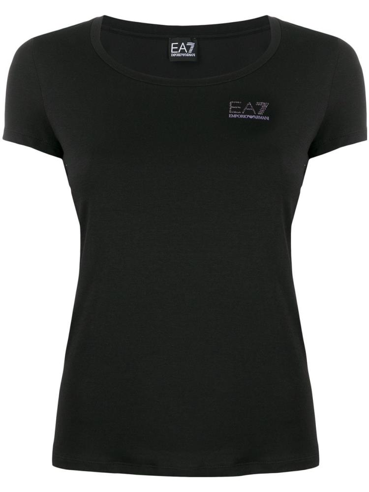 Camiseta Ea7 Emporio Armani Corta Sleeve Embellished Logo Mujer Negras | SZHID10L