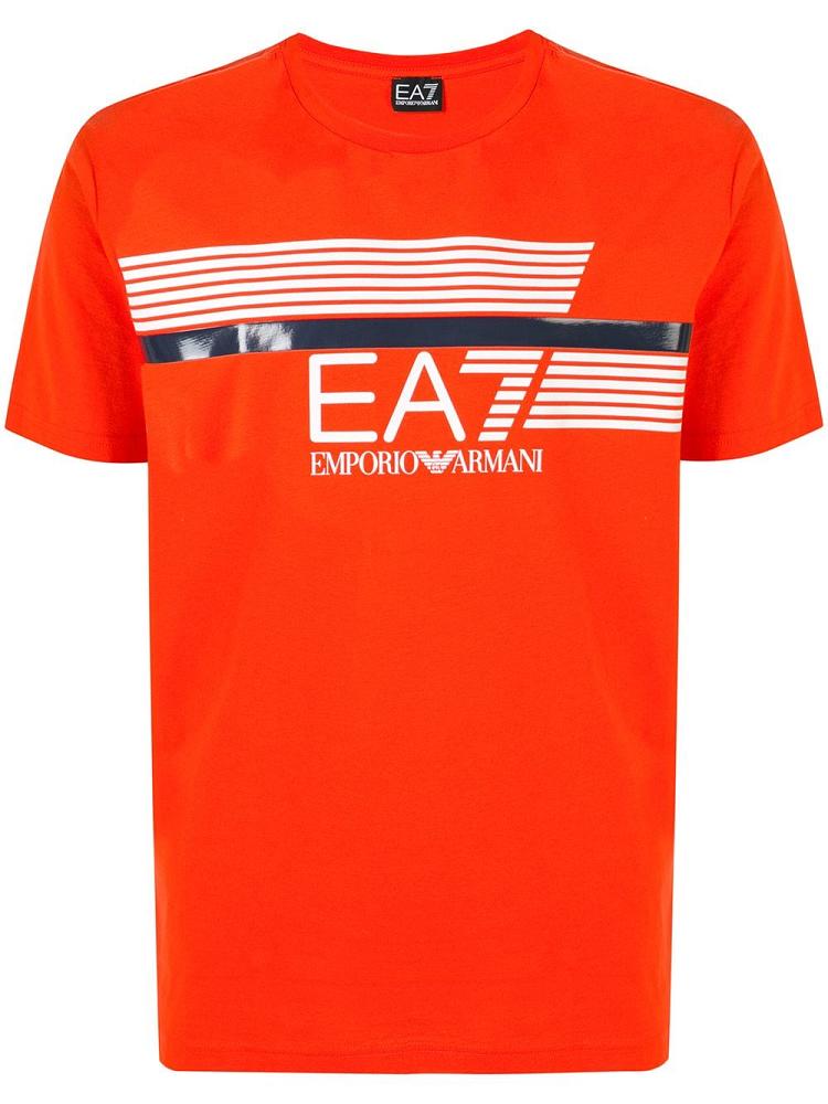 Camiseta Ea7 Emporio Armani Crew Neck Lines Print Hombre Naranjas | 357C5IFX