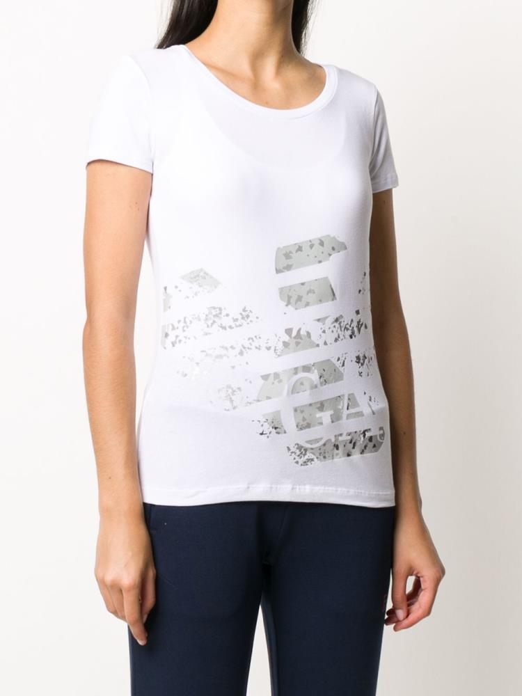 Camiseta Ea7 Emporio Armani Eagle Logo Print Mujer Blancas | AEHR27KW