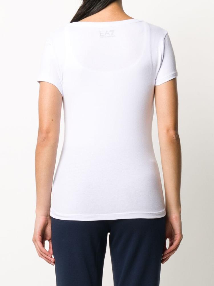 Camiseta Ea7 Emporio Armani Eagle Logo Print Mujer Blancas | AEHR27KW