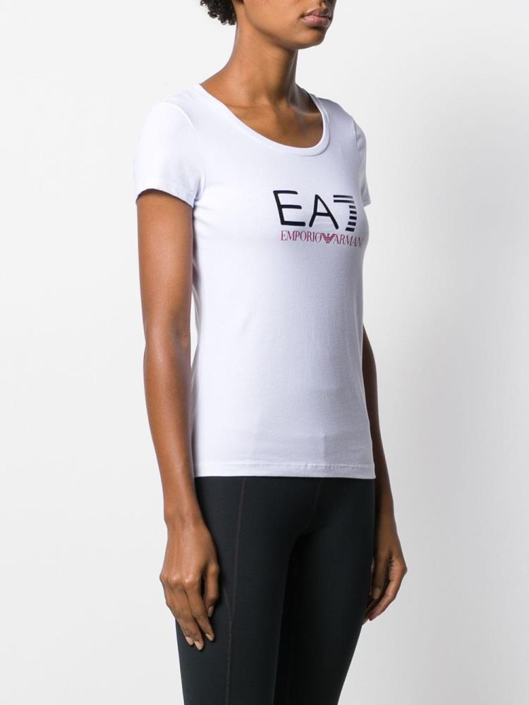 Camiseta Ea7 Emporio Armani Fitted Logo Print Mujer Blancas | 2PFXBK36