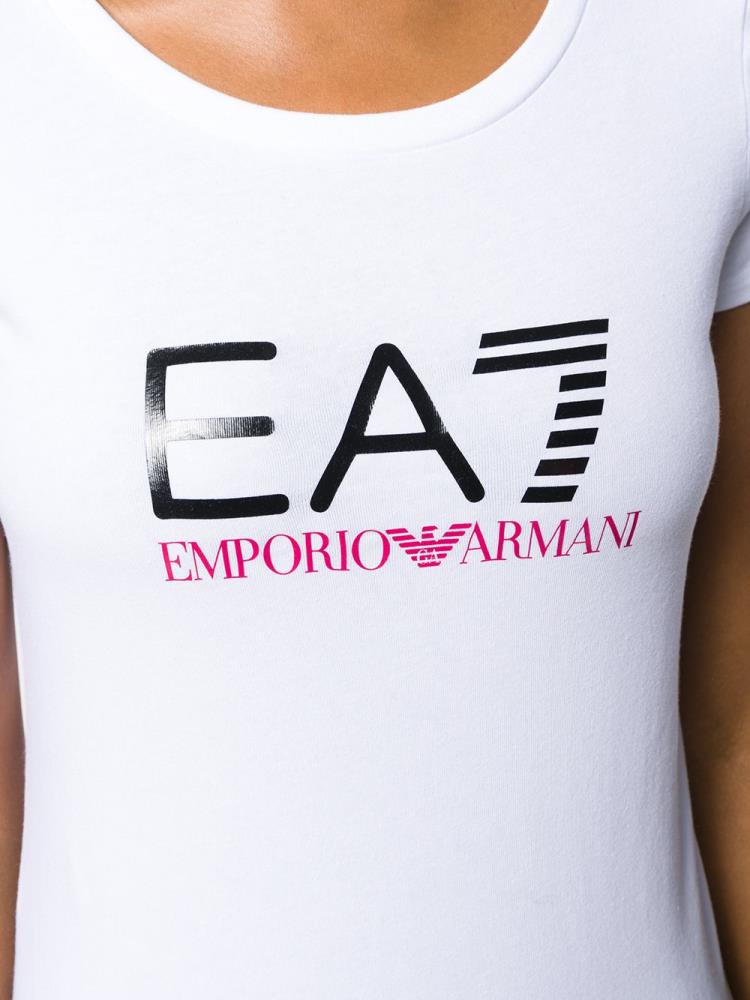 Camiseta Ea7 Emporio Armani Fitted Logo Print Mujer Blancas | 2PFXBK36