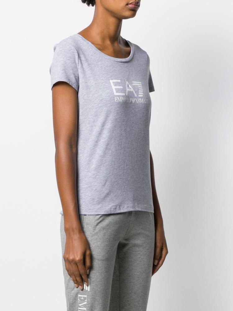 Camiseta Ea7 Emporio Armani Fitted Logo Print Mujer Gris | AHQCI0SF