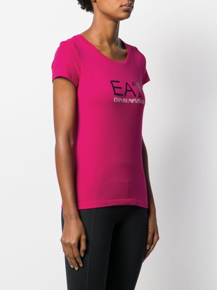 Camiseta Ea7 Emporio Armani Fitted Logo Print Mujer Rosas | HJXN33N7