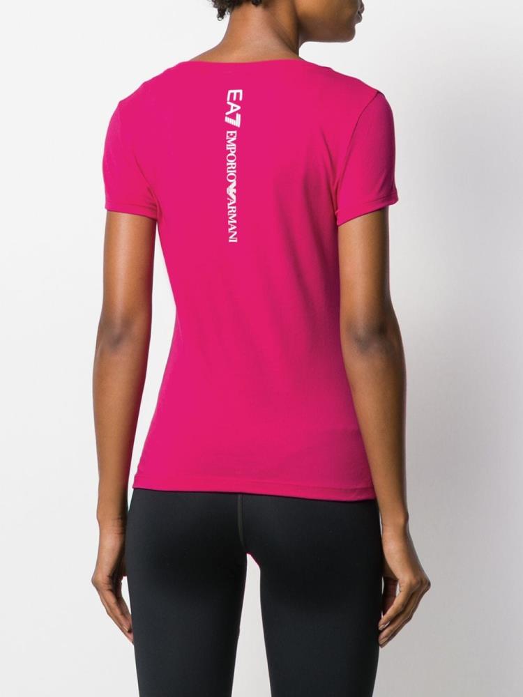 Camiseta Ea7 Emporio Armani Fitted Logo Print Mujer Rosas | HJXN33N7