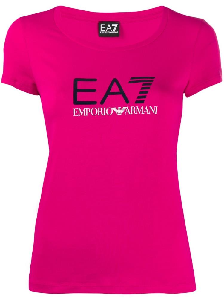 Camiseta Ea7 Emporio Armani Fitted Logo Print Mujer Rosas | HJXN33N7