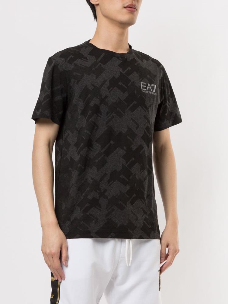 Camiseta Ea7 Emporio Armani Geometric Print Hombre Negras | IBN4HZNR