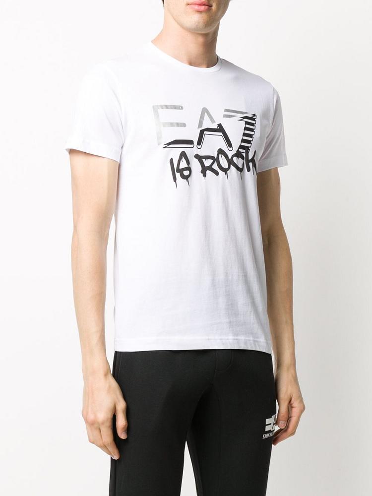 Camiseta Ea7 Emporio Armani Graphic Print Algodon Hombre Blancas | 78PMDB6Q