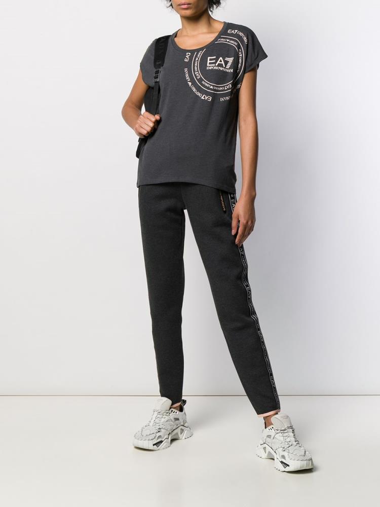 Camiseta Ea7 Emporio Armani Logo Print Mujer Gris | 4I0E1YIS