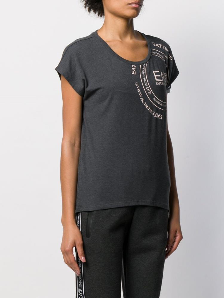 Camiseta Ea7 Emporio Armani Logo Print Mujer Gris | 4I0E1YIS