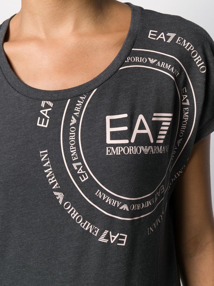 Camiseta Ea7 Emporio Armani Logo Print Mujer Gris | 4I0E1YIS