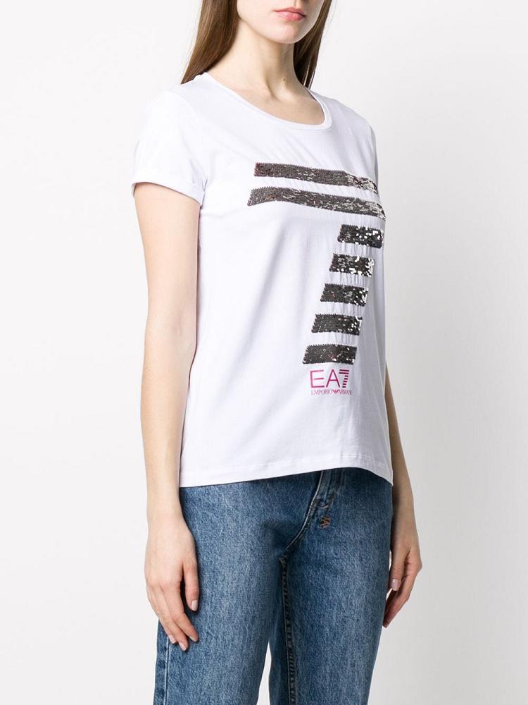 Camiseta Ea7 Emporio Armani Logo Mujer Blancas | 5SOW12FE