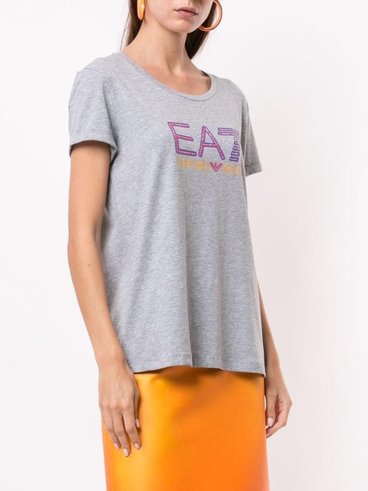 Camiseta Ea7 Emporio Armani Logo Print Mujer Gris | 8O40OZ3Y