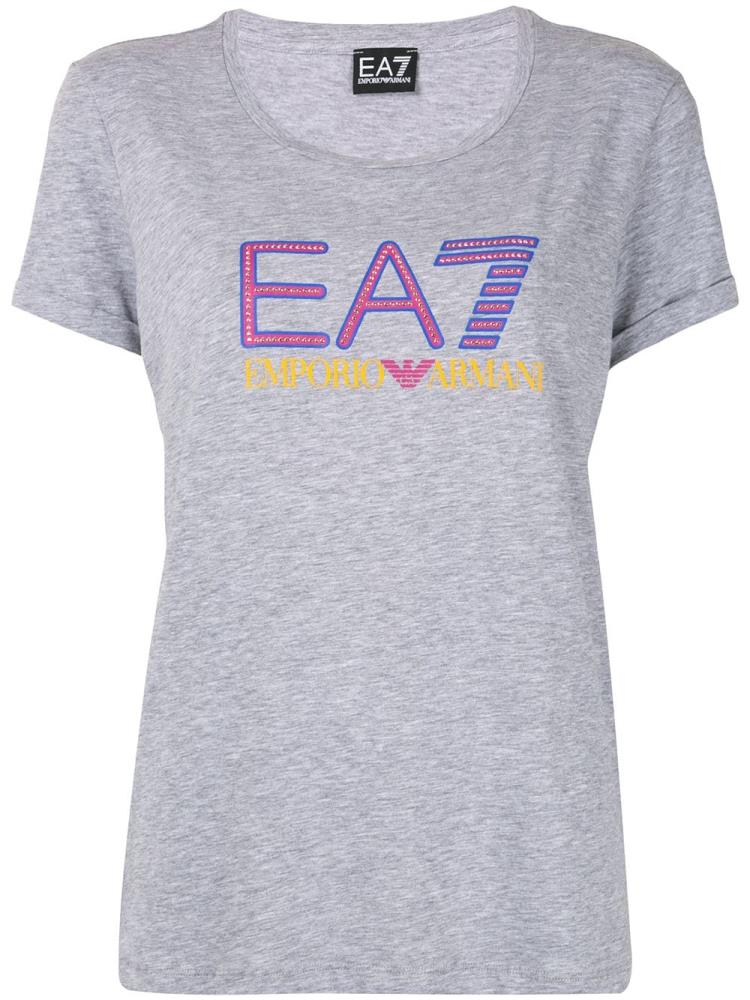 Camiseta Ea7 Emporio Armani Logo Print Mujer Gris | 8O40OZ3Y