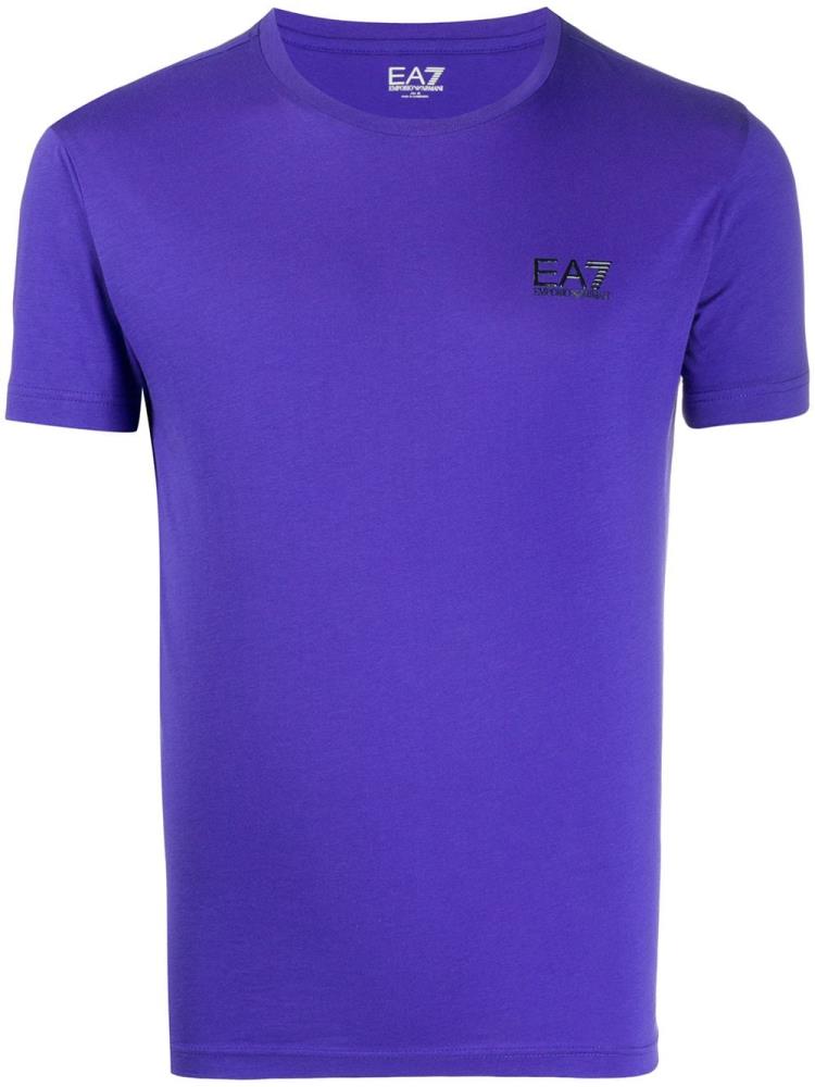 Camiseta Ea7 Emporio Armani Logo Print Algodon Hombre Azules | B7XYMRBI