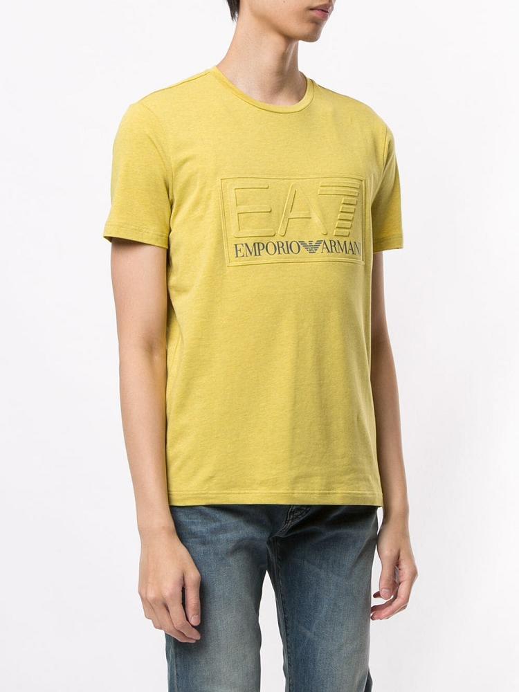 Camiseta Ea7 Emporio Armani Logo Print Hombre Amarillo | E8CUQ2OS