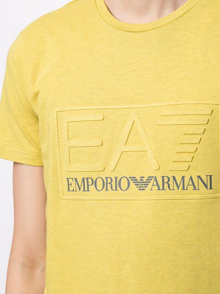 Camiseta Ea7 Emporio Armani Logo Print Hombre Amarillo | E8CUQ2OS