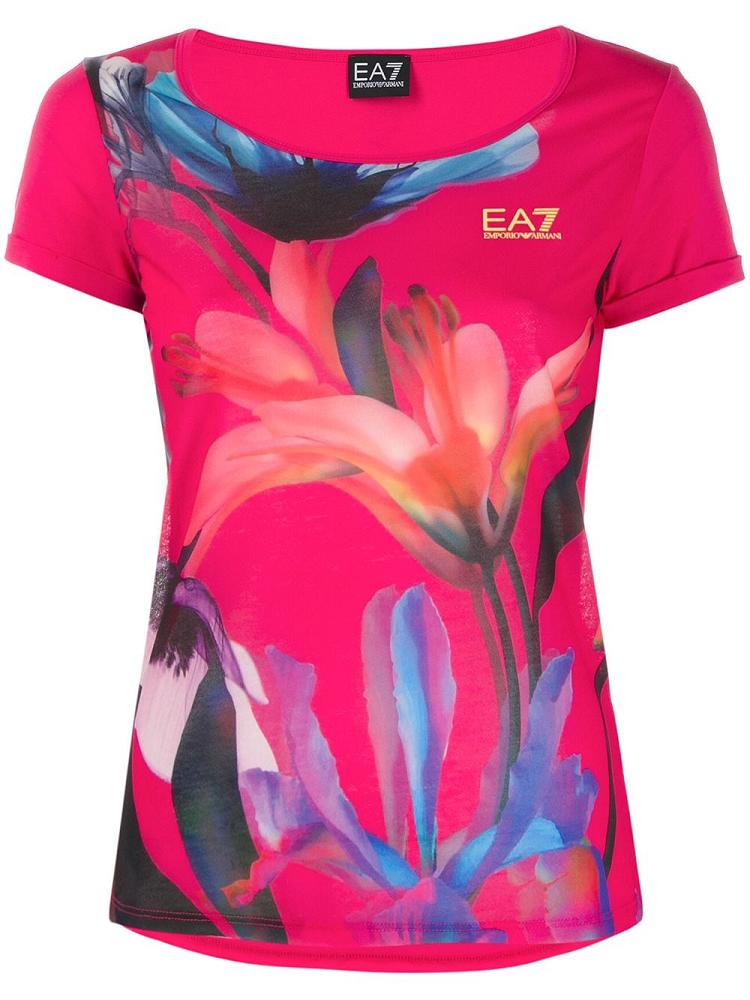 Camiseta Ea7 Emporio Armani Logo Mujer Rosas | EA4TVVXO