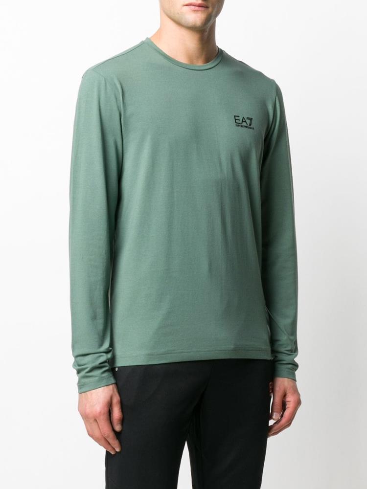 Camiseta Ea7 Emporio Armani Logo Print Long Sleeve Hombre Verde | GGZRDGFE