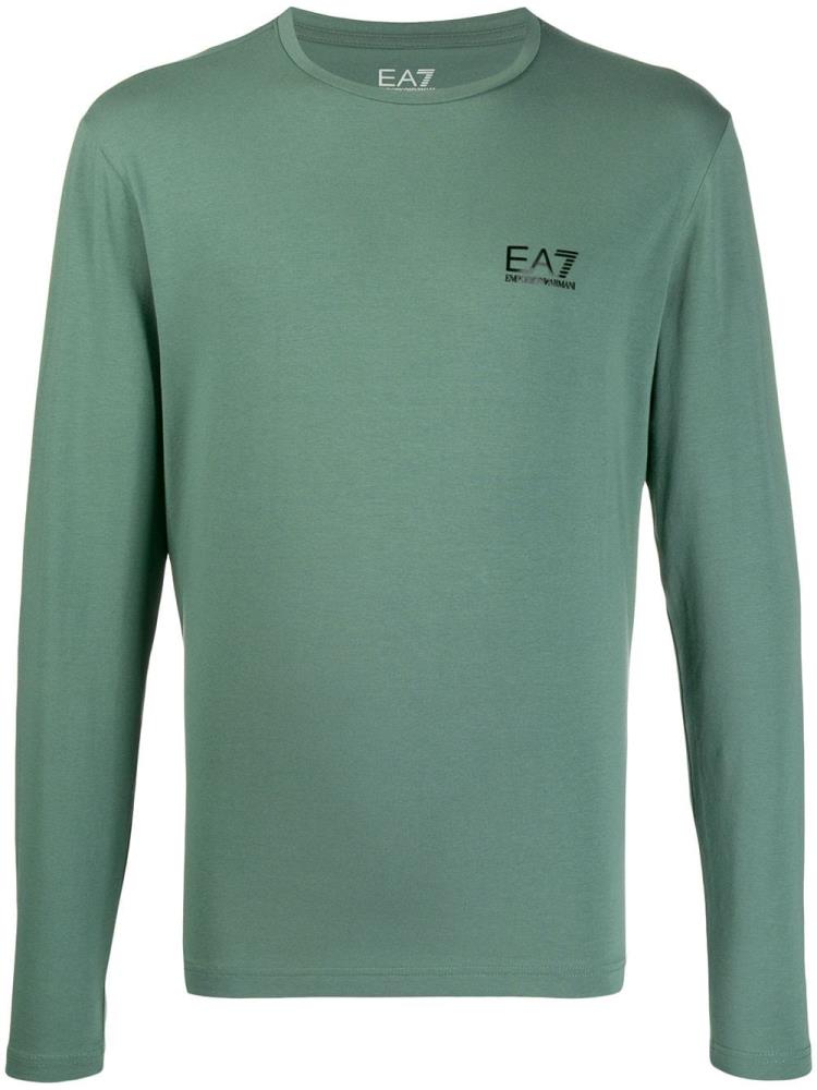 Camiseta Ea7 Emporio Armani Logo Print Long Sleeve Hombre Verde | GGZRDGFE