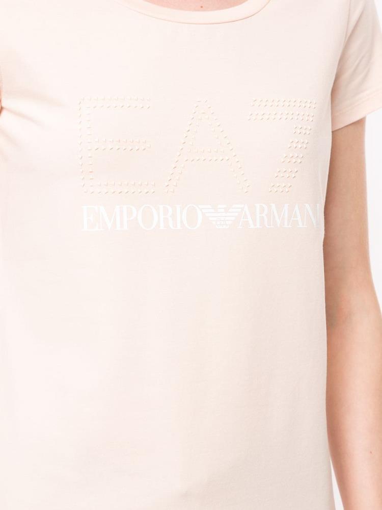 Camiseta Ea7 Emporio Armani Logo Print Mujer Rosas | GMMENLEY