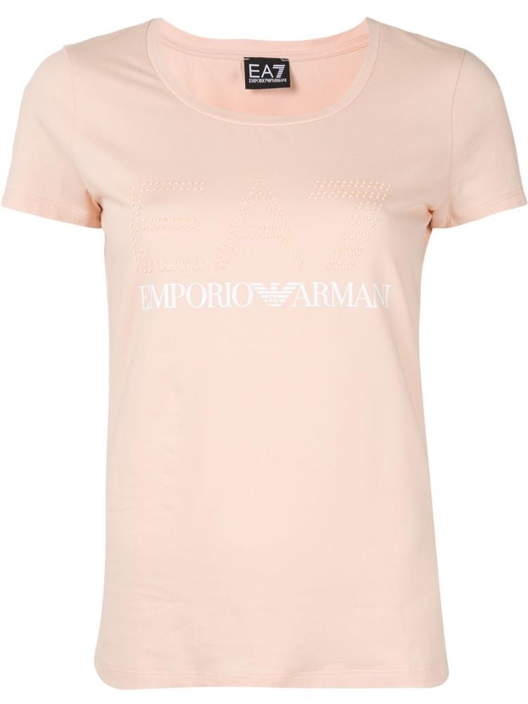 Camiseta Ea7 Emporio Armani Logo Print Mujer Rosas | GMMENLEY