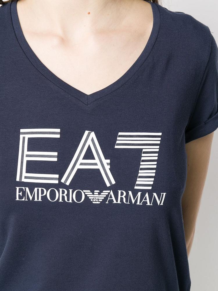 Camiseta Ea7 Emporio Armani Logo Mujer Azules | H85CGNQV