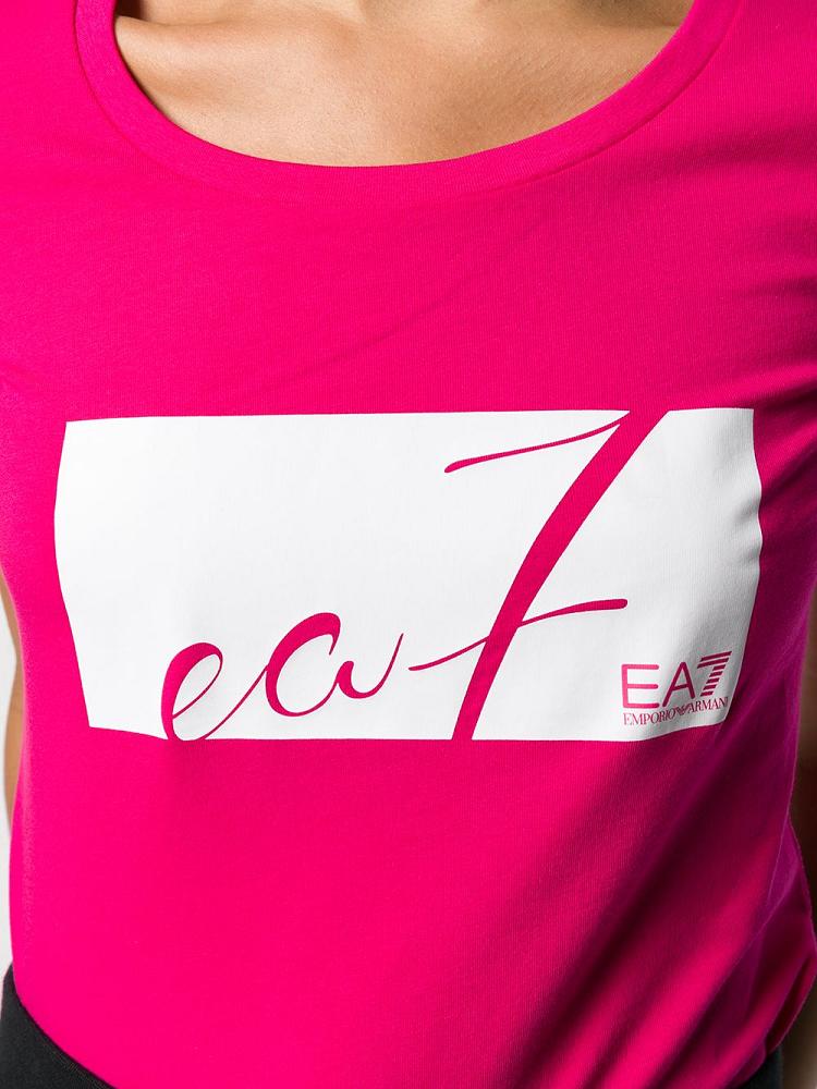 Camiseta Ea7 Emporio Armani Logo Print Mujer Rosas | HGRITTU1