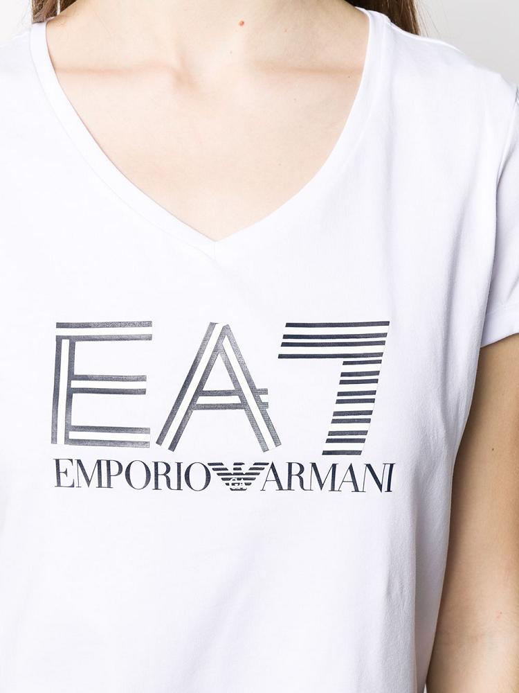 Camiseta Ea7 Emporio Armani Logo Mujer Blancas | IKM83VM3