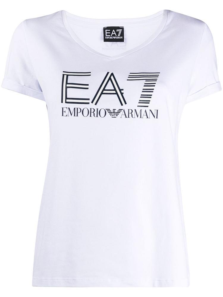 Camiseta Ea7 Emporio Armani Logo Mujer Blancas | IKM83VM3