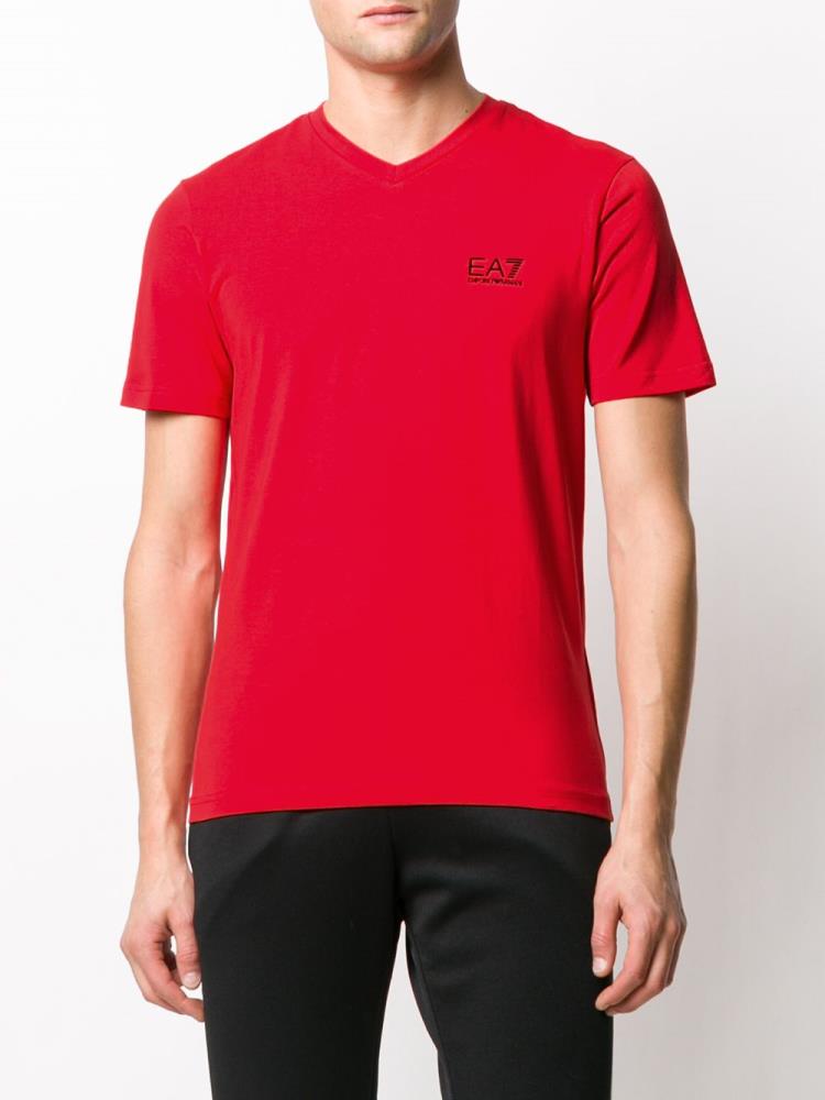 Camiseta Ea7 Emporio Armani Logo Print Slim Fit Hombre Rojas | IXE5D07S