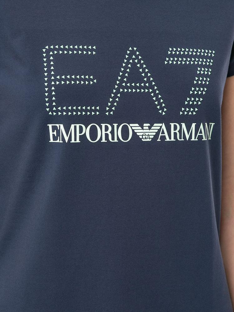 Camiseta Ea7 Emporio Armani Logo Print Mujer Azules | L7OR3BPE