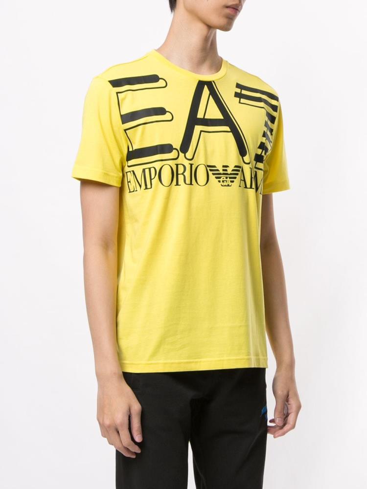 Camiseta Ea7 Emporio Armani Logo Print Crew Neck Hombre Amarillo | QKV4YI6E