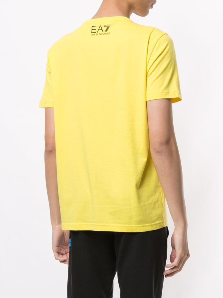 Camiseta Ea7 Emporio Armani Logo Print Crew Neck Hombre Amarillo | QKV4YI6E