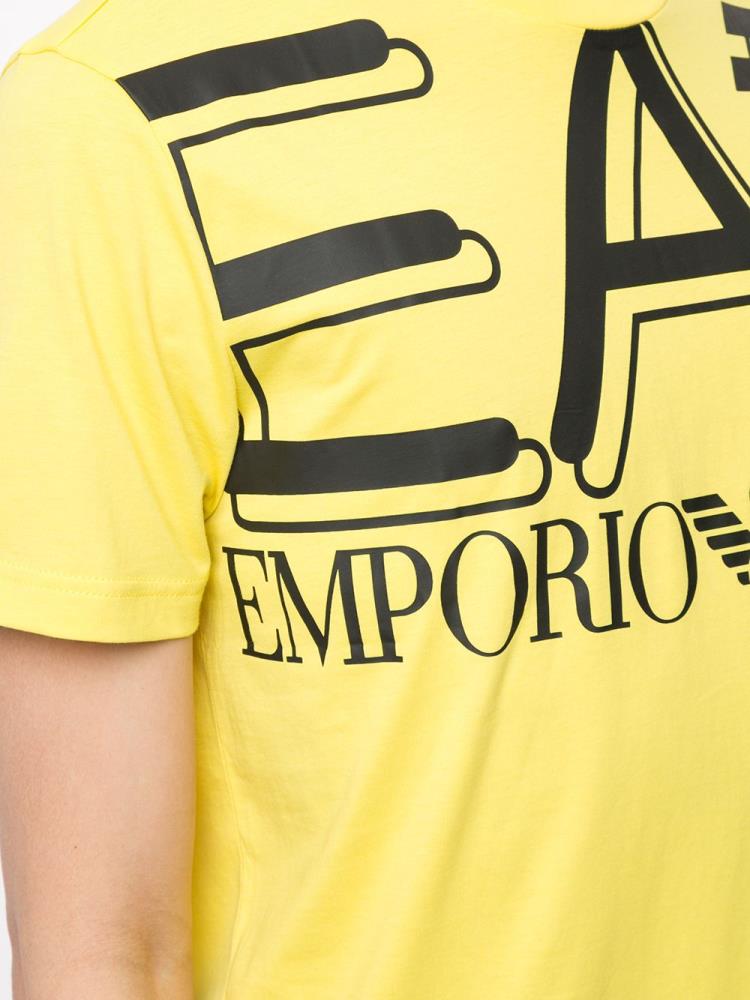 Camiseta Ea7 Emporio Armani Logo Print Crew Neck Hombre Amarillo | QKV4YI6E