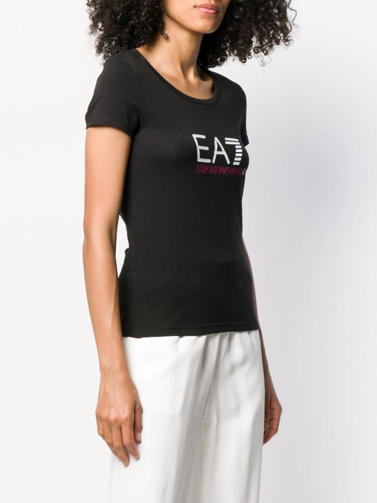 Camiseta Ea7 Emporio Armani Logo Print Mujer Negras | V4A0RVVI