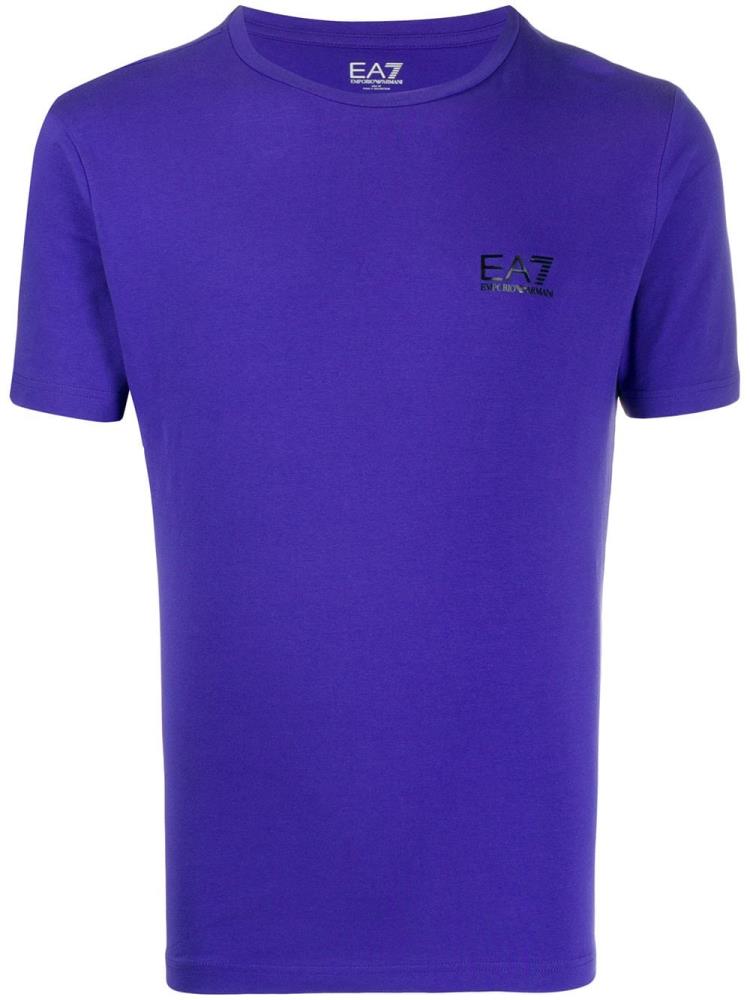 Camiseta Ea7 Emporio Armani Logo Print Hombre Azules | WCYZS6CO