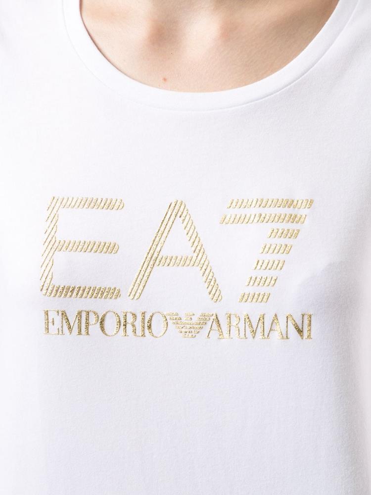 Camiseta Ea7 Emporio Armani Logo Mujer Blancas | X0HTO6TX