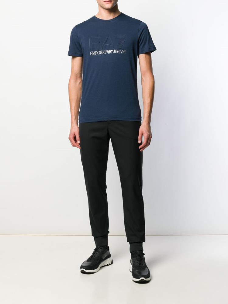 Camiseta Ea7 Emporio Armani Logo Print Hombre Azules | ZWJNWGLO