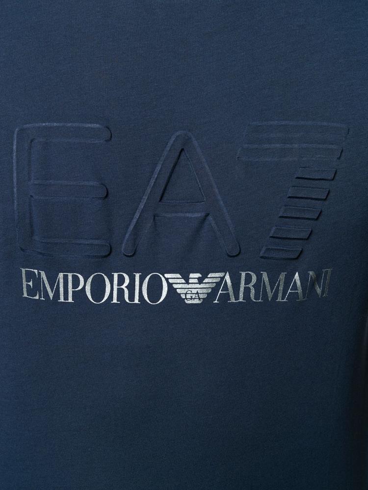 Camiseta Ea7 Emporio Armani Logo Print Hombre Azules | ZWJNWGLO