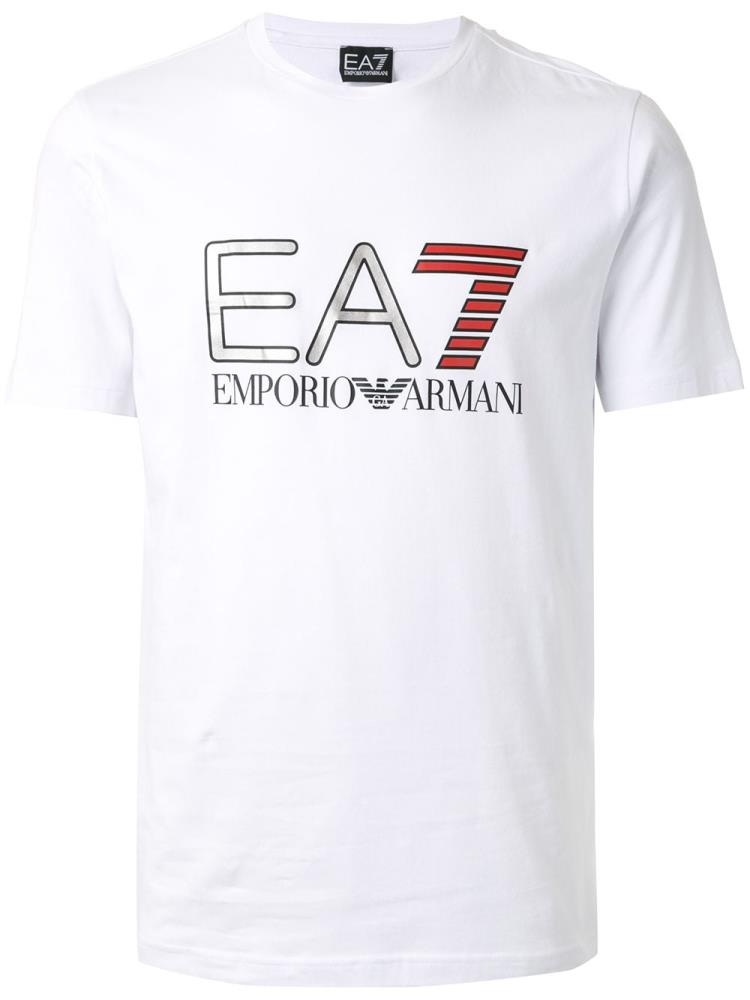 Camiseta Ea7 Emporio Armani Metallic Ea7 Logo Hombre Blancas | MCURXRCF