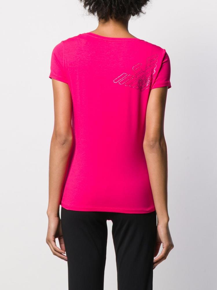 Camiseta Ea7 Emporio Armani Scoop Neck Mujer Rosas | PY329G5M