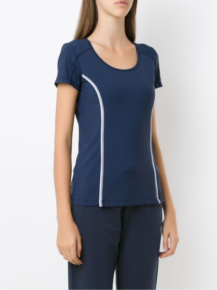 Camiseta Ea7 Emporio Armani Side Logo Mujer Azules | Z2QBL8A2