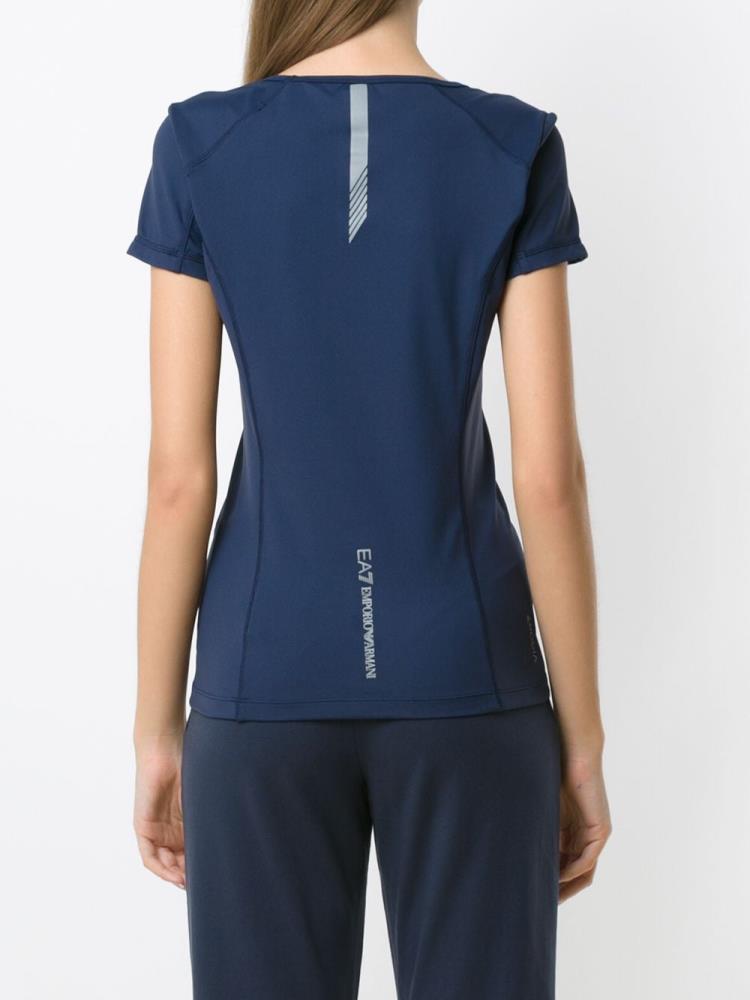 Camiseta Ea7 Emporio Armani Side Logo Mujer Azules | Z2QBL8A2