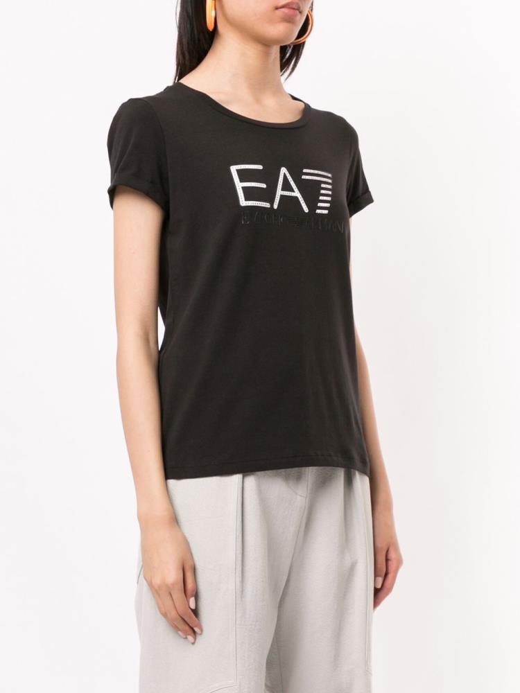 Camiseta Ea7 Emporio Armani Train Studded Logo Mujer Negras | GLEKOTJF