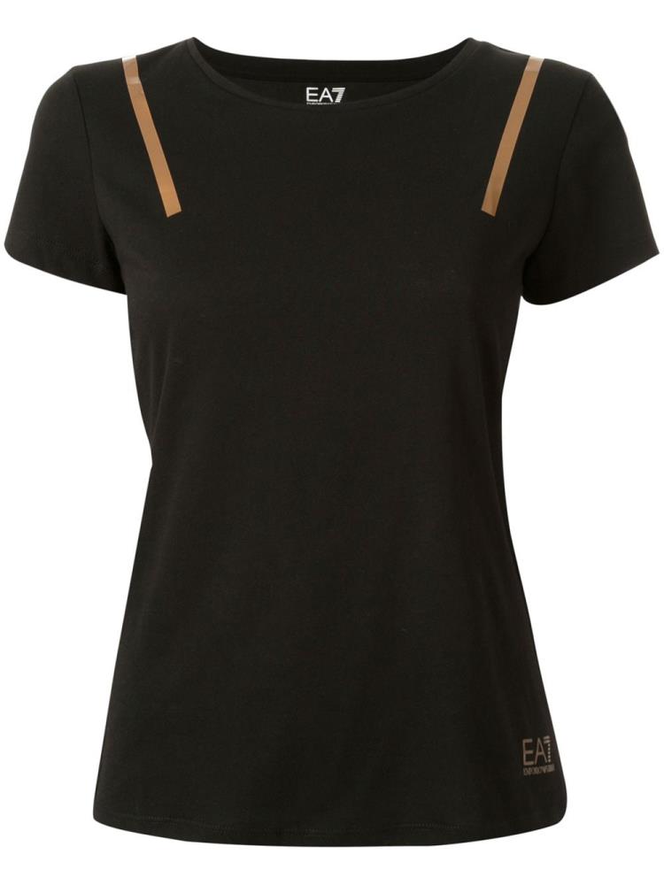 Camiseta Ea7 Emporio Armani Ventus Stripe Appliqué Mujer Negras | 54GDL9IC