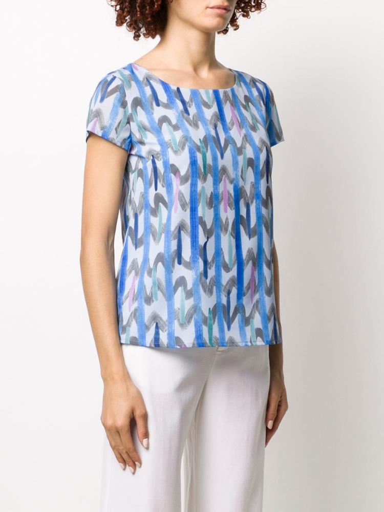 Camiseta Armani Emporio Abstract Patterned Mujer Azules | L11XUW3E